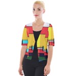 Multicolored Retro Abstraction%2 Cropped Button Cardigan