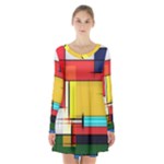 Multicolored Retro Abstraction%2 Long Sleeve Velvet V-neck Dress