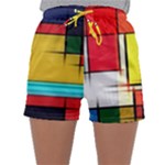 Multicolored Retro Abstraction, Lines Retro Background, Multicolored Mosaic Sleepwear Shorts