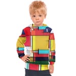 Multicolored Retro Abstraction, Lines Retro Background, Multicolored Mosaic Kids  Hooded Pullover