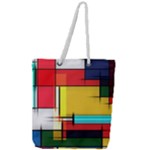 Multicolored Retro Abstraction, Lines Retro Background, Multicolored Mosaic Full Print Rope Handle Tote (Large)
