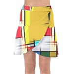 Multicolored Retro Abstraction%2 Wrap Front Skirt