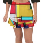 Multicolored Retro Abstraction%2 Fishtail Mini Chiffon Skirt