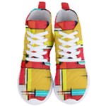 Multicolored Retro Abstraction, Lines Retro Background, Multicolored Mosaic Women s Lightweight High Top Sneakers