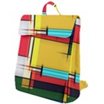 Multicolored Retro Abstraction, Lines Retro Background, Multicolored Mosaic Flap Top Backpack
