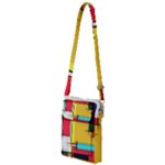 Multicolored Retro Abstraction, Lines Retro Background, Multicolored Mosaic Multi Function Travel Bag