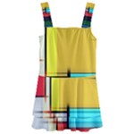 Multicolored Retro Abstraction, Lines Retro Background, Multicolored Mosaic Kids  Layered Skirt Swimsuit