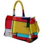 Multicolored Retro Abstraction, Lines Retro Background, Multicolored Mosaic Duffel Travel Bag