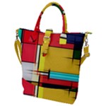 Multicolored Retro Abstraction, Lines Retro Background, Multicolored Mosaic Buckle Top Tote Bag