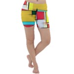 Multicolored Retro Abstraction%2 Lightweight Velour Yoga Shorts