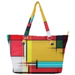 Multicolored Retro Abstraction, Lines Retro Background, Multicolored Mosaic Full Print Shoulder Bag