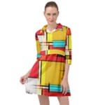 Multicolored Retro Abstraction, Lines Retro Background, Multicolored Mosaic Mini Skater Shirt Dress