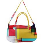 Multicolored Retro Abstraction, Lines Retro Background, Multicolored Mosaic Removable Strap Handbag