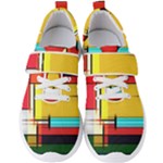 Multicolored Retro Abstraction, Lines Retro Background, Multicolored Mosaic Men s Velcro Strap Shoes