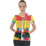 Multicolored Retro Abstraction%2 Short Sleeve Zip Up Jacket