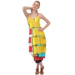 Multicolored Retro Abstraction, Lines Retro Background, Multicolored Mosaic Layered Bottom Dress