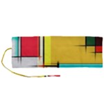 Multicolored Retro Abstraction, Lines Retro Background, Multicolored Mosaic Roll Up Canvas Pencil Holder (M)