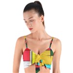 Multicolored Retro Abstraction, Lines Retro Background, Multicolored Mosaic Woven Tie Front Bralet