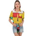 Multicolored Retro Abstraction%2 Tie Front Shirt 