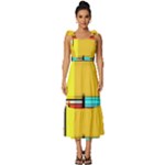 Multicolored Retro Abstraction%2 Tie-Strap Tiered Midi Chiffon Dress