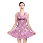 Pink Retro Texture With Rhombus, Retro Backgrounds Reversible Skater Dress