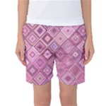 Pink Retro Texture With Rhombus, Retro Backgrounds Women s Basketball Shorts