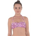 Pink Retro Texture With Rhombus, Retro Backgrounds Tie Back Bikini Top