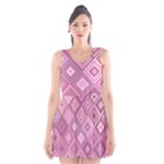 Pink Retro Texture With Rhombus, Retro Backgrounds Scoop Neck Skater Dress