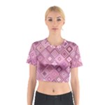 Pink Retro Texture With Rhombus, Retro Backgrounds Cotton Crop Top