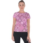 Pink Retro Texture With Rhombus, Retro Backgrounds Short Sleeve Sports Top 