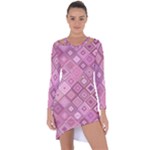 Pink Retro Texture With Rhombus, Retro Backgrounds Asymmetric Cut-Out Shift Dress