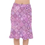 Pink Retro Texture With Rhombus, Retro Backgrounds Short Mermaid Skirt