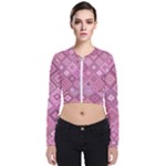 Pink Retro Texture With Rhombus, Retro Backgrounds Long Sleeve Zip Up Bomber Jacket