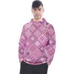 Pink Retro Texture With Rhombus, Retro Backgrounds Men s Pullover Hoodie