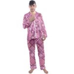 Pink Retro Texture With Rhombus, Retro Backgrounds Men s Long Sleeve Satin Pajamas Set