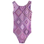 Pink Retro Texture With Rhombus, Retro Backgrounds Kids  Cut-Out Back One Piece Swimsuit