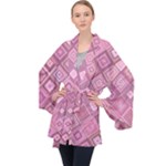 Pink Retro Texture With Rhombus, Retro Backgrounds Long Sleeve Velvet Kimono 