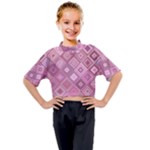 Pink Retro Texture With Rhombus, Retro Backgrounds Kids Mock Neck T-Shirt