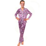 Pink Retro Texture With Rhombus, Retro Backgrounds Kids  Satin Long Sleeve Pajamas Set