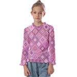 Pink Retro Texture With Rhombus, Retro Backgrounds Kids  Frill Detail T-Shirt