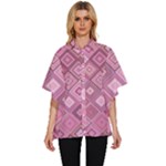 Pink Retro Texture With Rhombus, Retro Backgrounds Women s Batwing Button Up Shirt