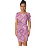 Pink Retro Texture With Rhombus, Retro Backgrounds Fitted Knot Split End Bodycon Dress