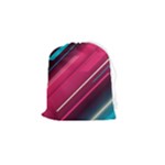 Pink-blue Retro Background, Retro Backgrounds, Lines Drawstring Pouch (Small)