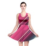 Pink-blue Retro Background, Retro Backgrounds, Lines Reversible Skater Dress