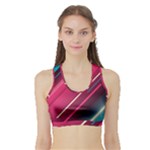 Pink-blue Retro Background, Retro Backgrounds, Lines Sports Bra with Border