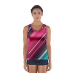 Pink-blue Retro Background, Retro Backgrounds, Lines Sport Tank Top 