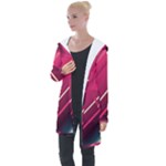 Pink-blue Retro Background, Retro Backgrounds, Lines Longline Hooded Cardigan