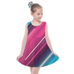 Pink-blue Retro Background, Retro Backgrounds, Lines Kids  Summer Dress