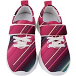 Pink-blue Retro Background, Retro Backgrounds, Lines Kids  Velcro Strap Shoes