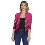Pink-blue Retro Background, Retro Backgrounds, Lines Women s Draped Front 3/4 Sleeve Shawl Collar Jacket